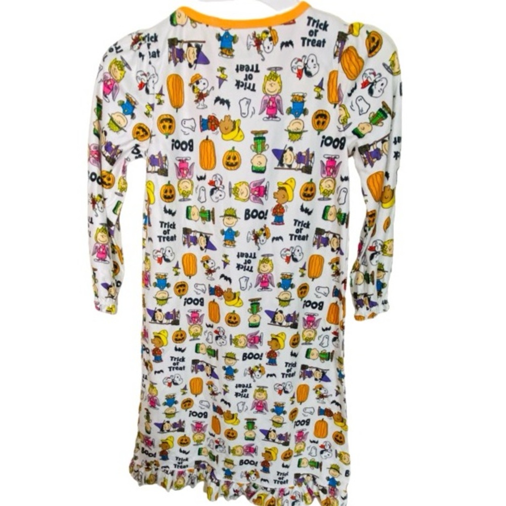 PEANUTS Halloween Flannel Long Sleeves Ruffled Hem Nightgown Girl’s Size 4 - Picture 2 of 4